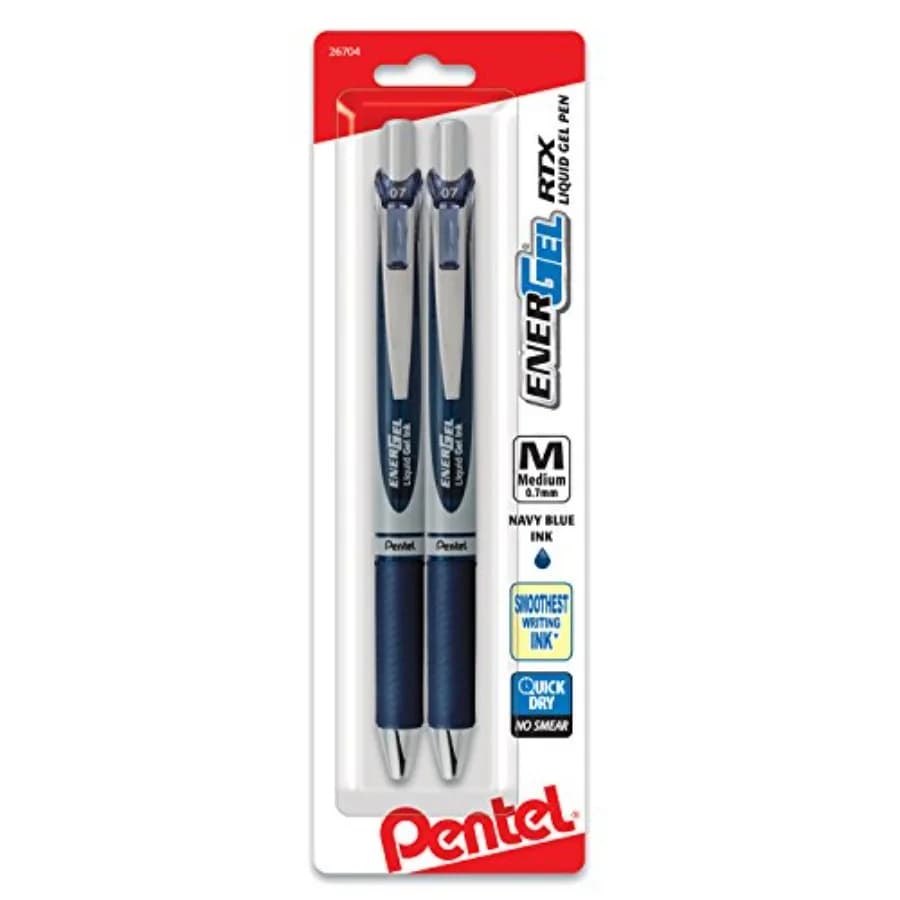 EnerGel RTX Retractable Liquid Gel Pen, 0.7mm Metal Tip, Medium Line, Ink 2-Pk (BL77BP2CA