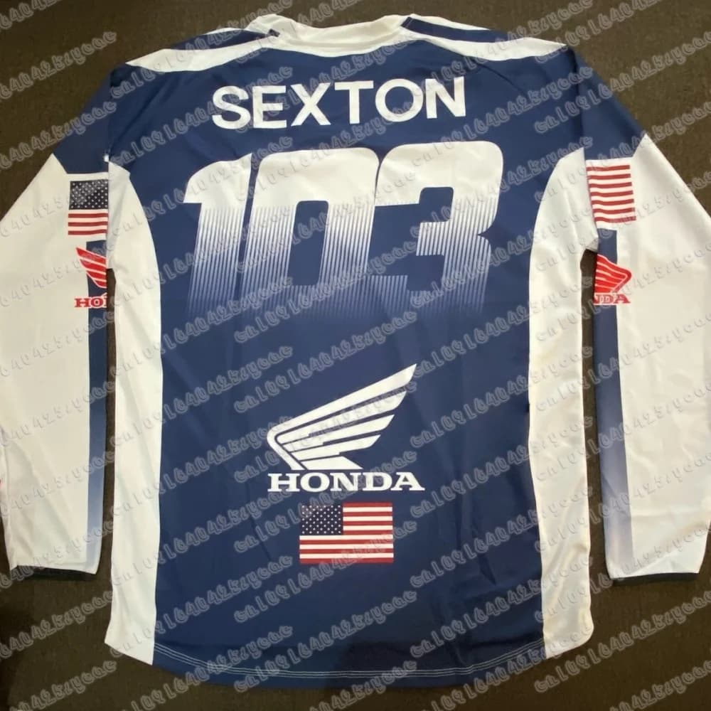 Maglia moto estiva Honda 2025 # 103 SEXTON Camicia da equitazione a maniche lunghe Attrezzatura da corsa traspirante Comodo top da moto fuoristrada