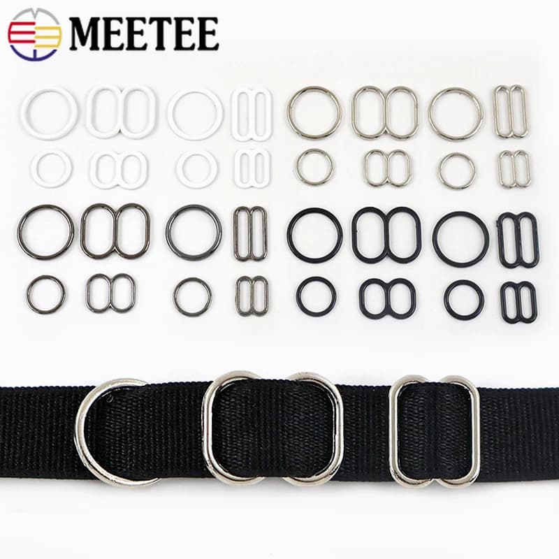 100/200/300 Set di Fibbie Metalliche Meetee 8-15mm, Anelli a O, Chiusure per Bikini, Ganci per Regolazione Cinghie Intimo, Accessori per Cucito Fai-da-Te