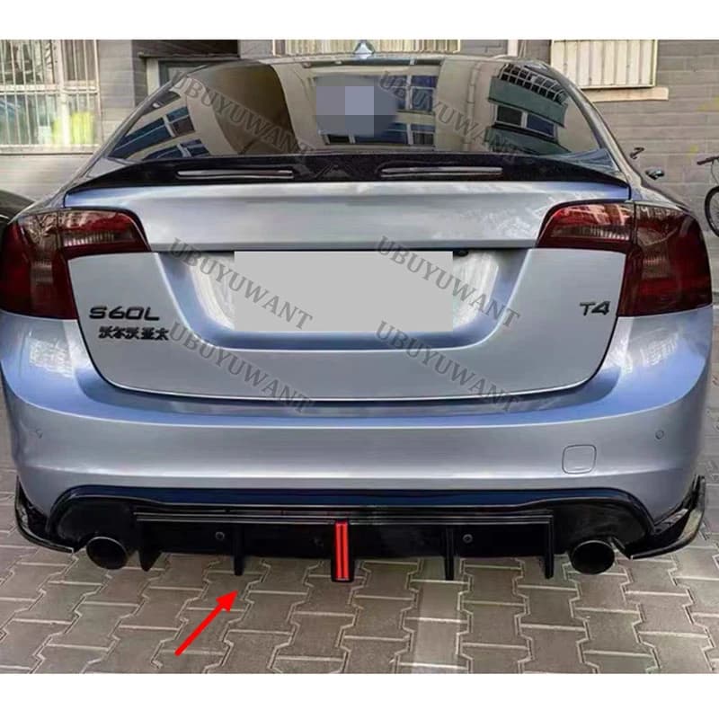 For 2014 15 16 17 18 Volvo S60 V60 Sedan 4 Door Rear Bumper Diffuser Lip Spoiler Car Racing Apron Lip Body Kit