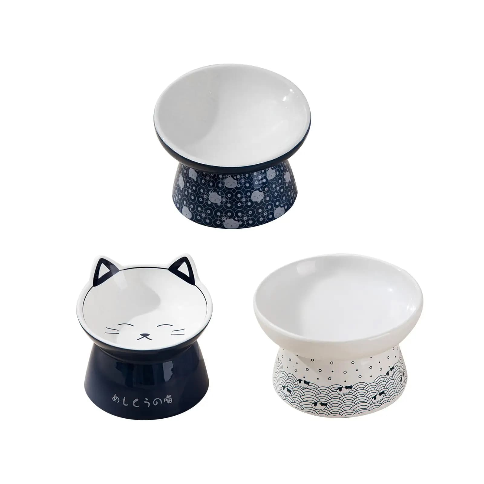 Ciotola per cibo per gatti rialzata in ceramica accessorio per piatti robusta alimentazione per gatti forniture per irrigazione ciotola in porcellana minimalista antiscivolo