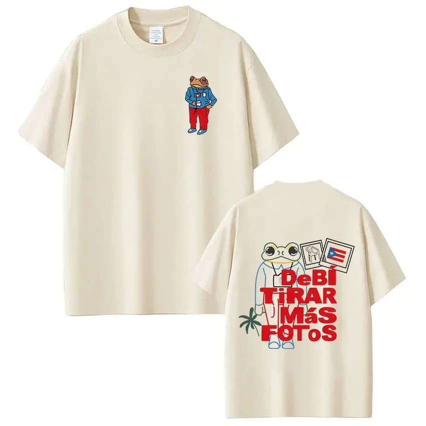 T-shirt Rapper Bad Bunny 'Debi Tirar Mas Fotos DTMF' - Abbigliamento Moda Hip Hop Oversize per Uomo e Donna, Streetwear