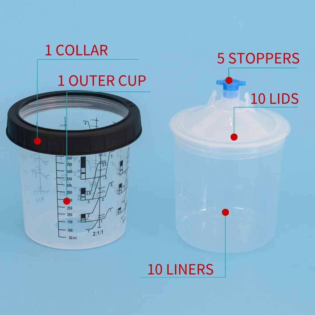 10 pz Nuovo Vernice Pistola A Spruzzo Tazza 180/400/600/800 ml Vernice di Plastica Tazza di Miscelazione Tazza di Vernice Usa E Getta Pistola A Spruzzo Tipo di Pentola H/O Tazza Rapida