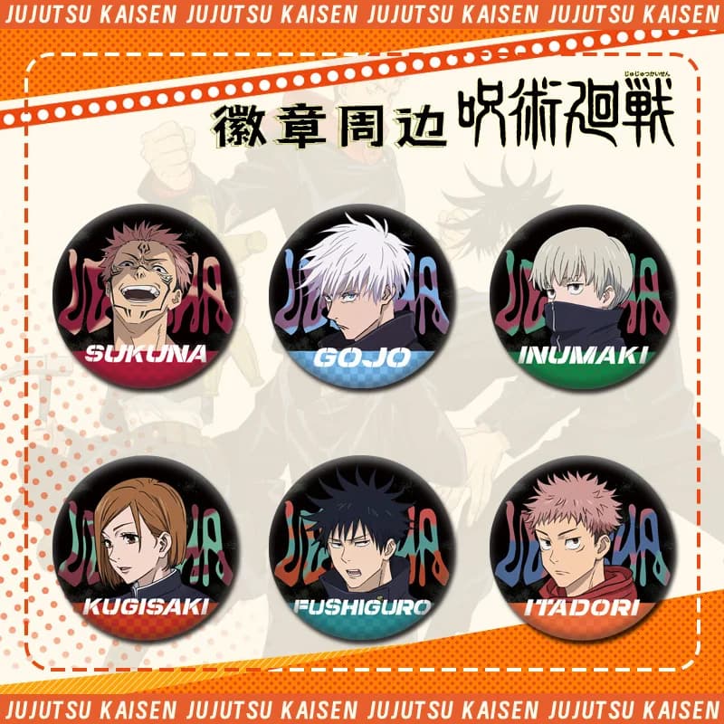 Jujutsu Kaisen Lele Tea Collaboration Double Flash Badge Tutti i personaggi Nuovo design 75mm 58mm Anime Merchandise Pin Badge