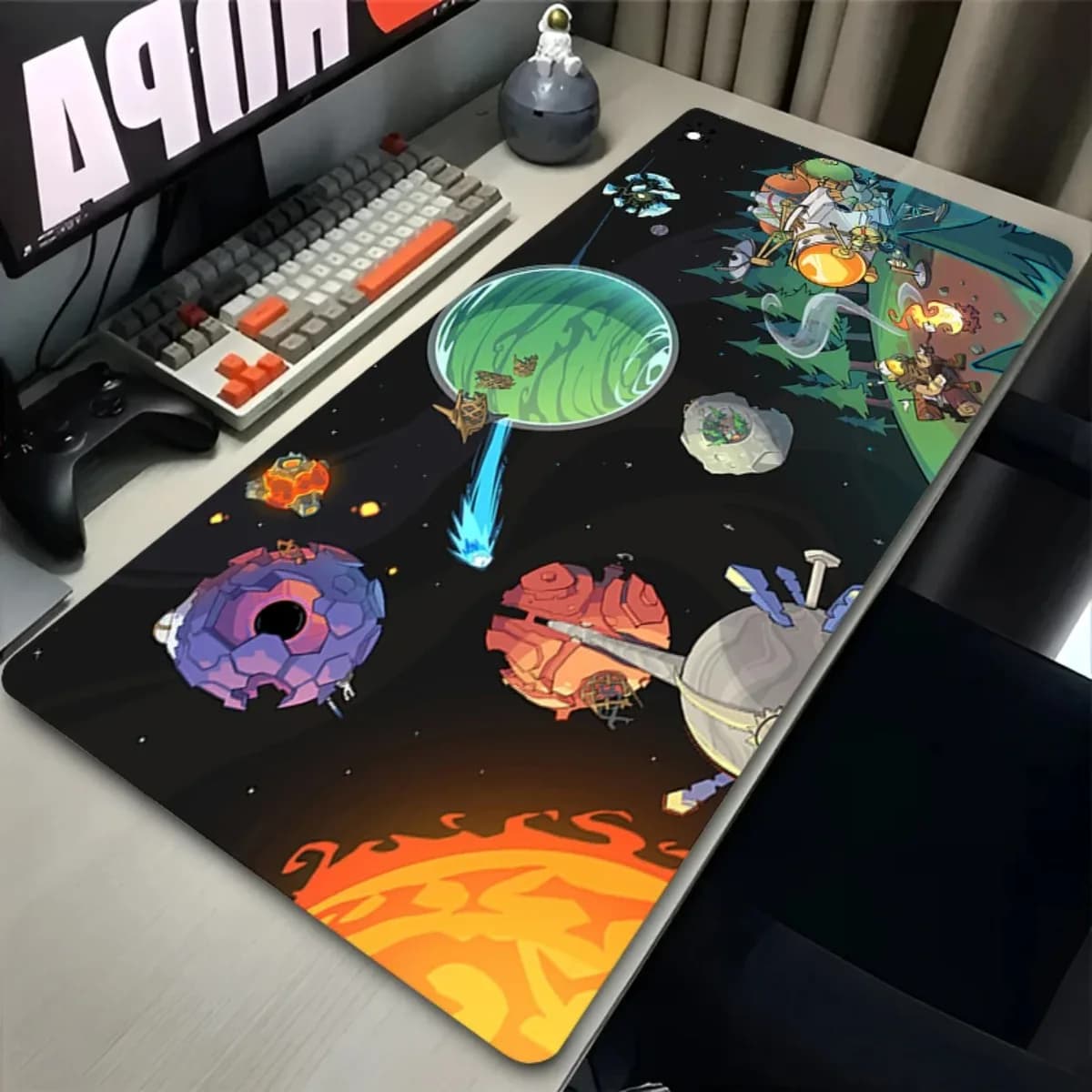 Tappetino per mouse da gioco Space Universe Solar System, tappetino da scrivania stampato HD, tappetino per tastiera antiscivolo per PC, laptop, accessori per computer da gioco