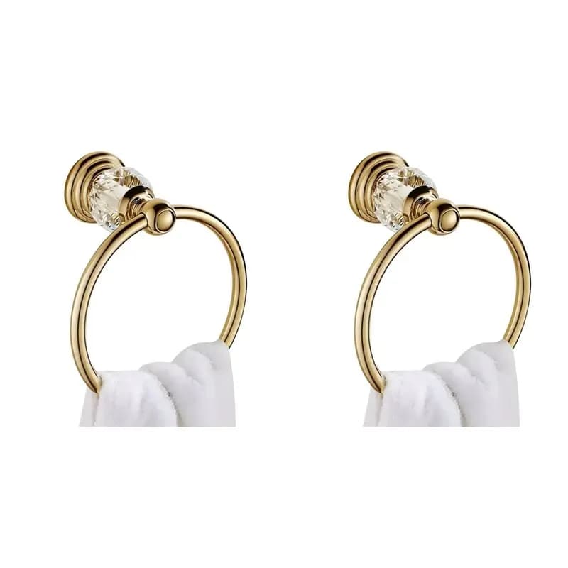 ABJO-2X Crystal Gold Towel Ring, Gold Bathroom Towel Holder Ring,Hand Towel Ring For Bathroom Wall Mounted Bathroom Accessory