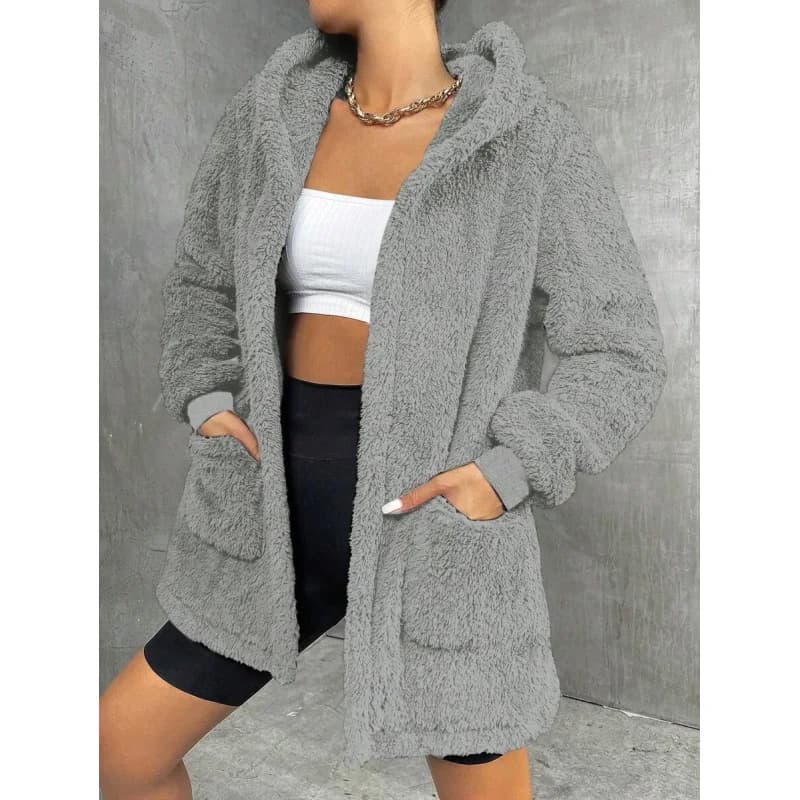 Giacca Corta con Cappuccio in Peluche da Donna, Moda Primavera 2026, Altri Stili e Materiali, 100% Abbigliamento Femminile