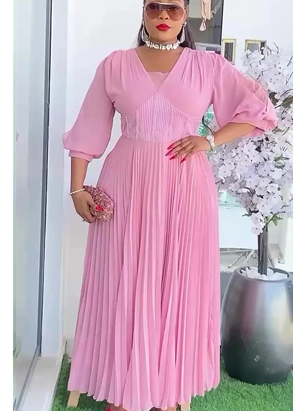 Women's Strong Size African Party Dresses 2026 New summer fashion in chiffon, long elegant dress, Turkish caftano, maxi Muslim dress