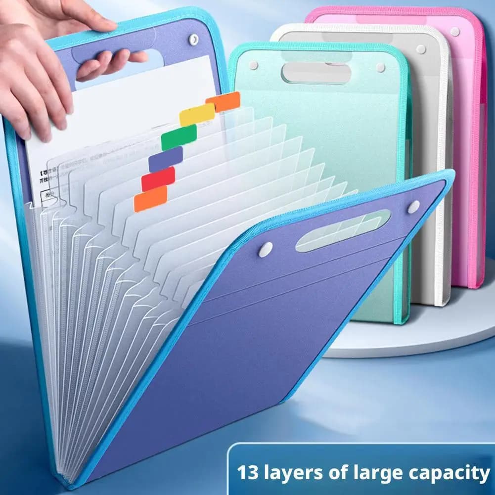 13 Pocket File Folders Portable A4 Letter Size Macaron Color Accordian Document Organizer Classroom Office Home Storage