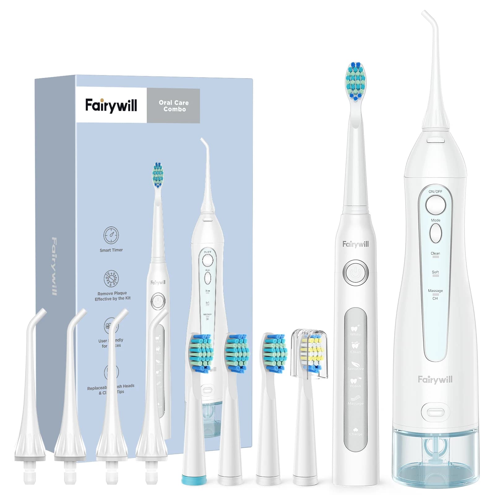 Fairywill Water Flosser Oral sprinkler and portable rechargeable electric toothbrush Detergent for waterproof teeth