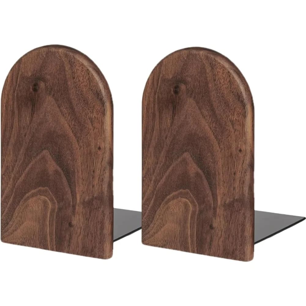 Fermalibri per Scaffali, Robusti, Decorativi in Legno, Supporti per Libri, Fermagli per Libri, Fermalibri per Scaffali, Fermalibri per Libri per Bambini, Accessori Organizzatori per Scaffali (Noce, 1 Paio)