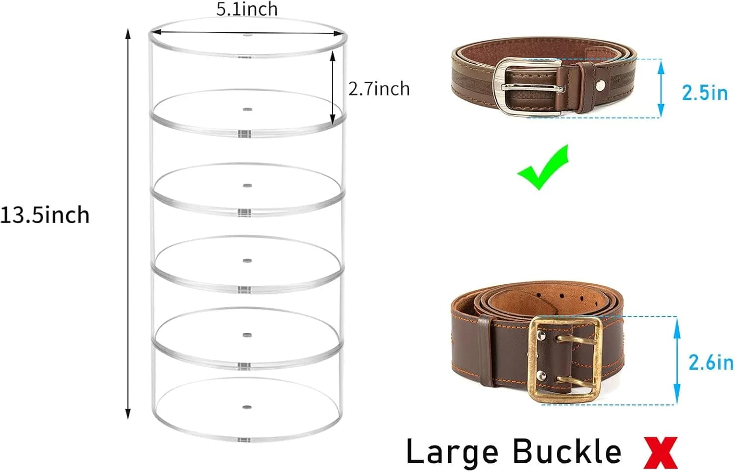 Organizer da cintura, vetrina in acrilico con supporto portaoggetti a 5 strati per cintura, orologi e altri accessori
