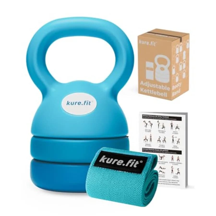 Set of Kettlebell Adjustable 5-12 pounds for Home Complete Fitness Workout, with Red Fabric Grips for Glutei, Ideal for Beginners