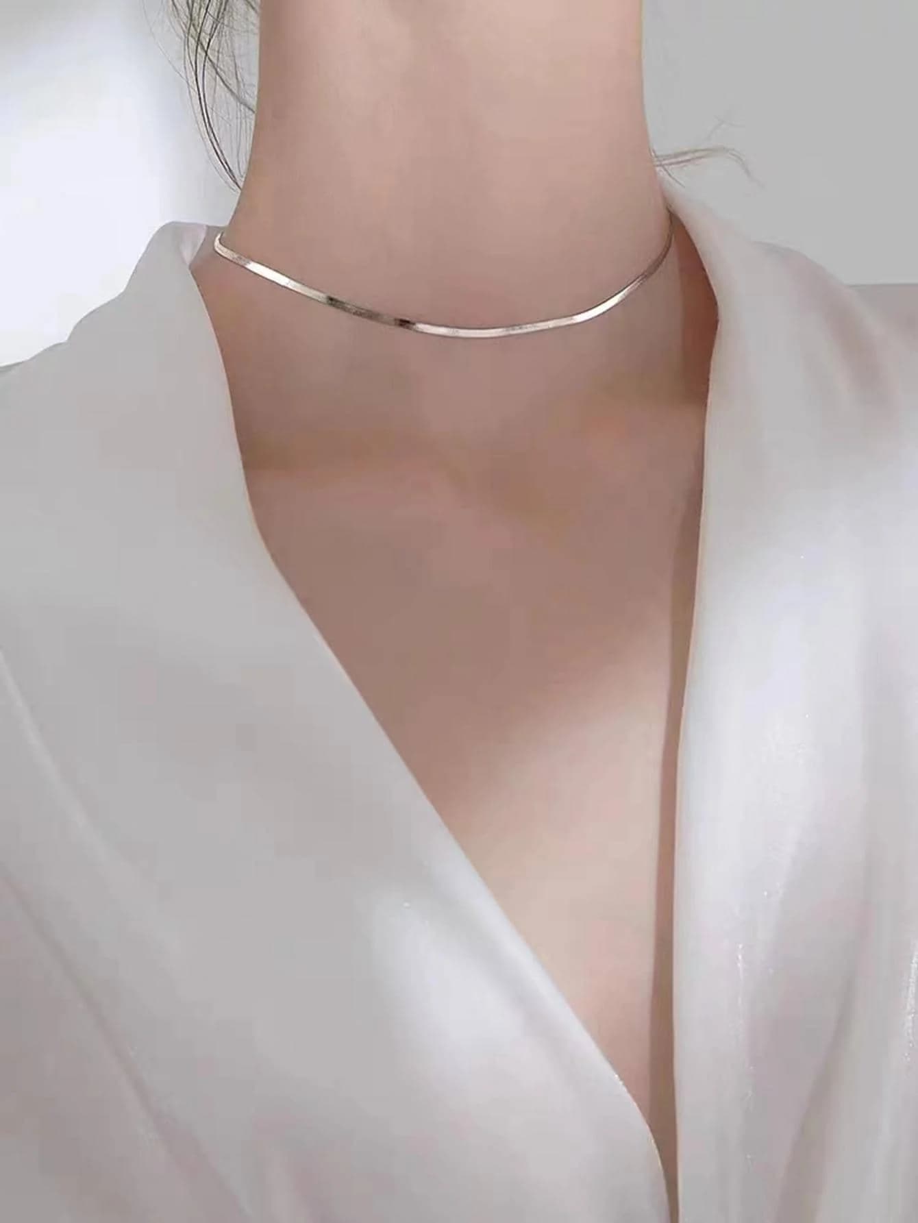 Elegant minimalist flat snake chain necklace perfect for parties holidays and daily styling