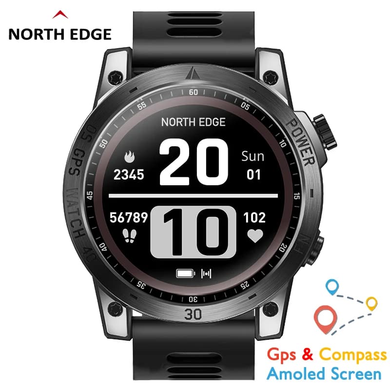 NORTH EDGE Cross Fit 3 Orologi GPS Orologio sportivo da uomo 1.43 Display AMOLED HD 50M ATM Altimetro Barometro Bussola Smartwatch per uomo