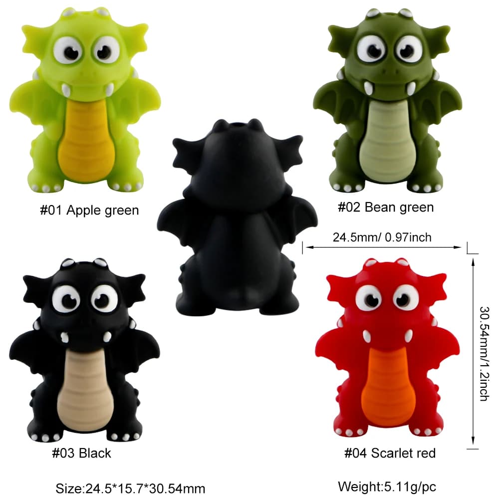 5 pezzi nuovo dinosauro stereoscopico perline in silicone per realizzare gioielli fai da te bracciali portachiavi penna accessori artigianali