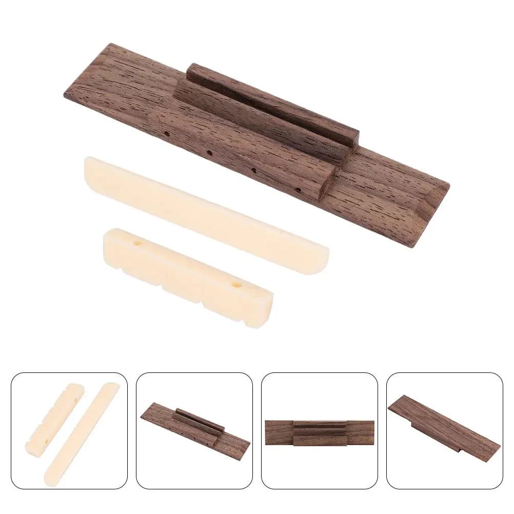 Set Ponte e Sella Regolabili in Legno per Ukulele, Supporto per Corde, Ricambi e Accessori per Riparazione Ukulele