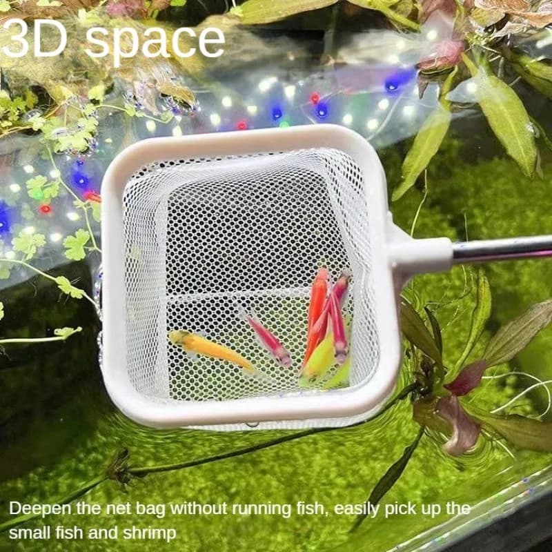 Acquario 3D rete da pesca per pesci in acciaio inox retrattile piccole reti da pesca per gamberetti accessori per pesci per strumento di pulizia per acquario