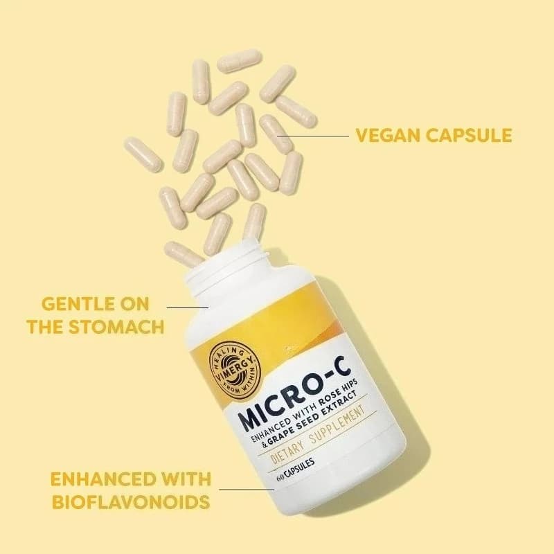 Capsule di vitamina C -500 mg per capsule, salute immunitaria, promuove la produzione di collagene, supporta le ossa salutari -60 capsule
