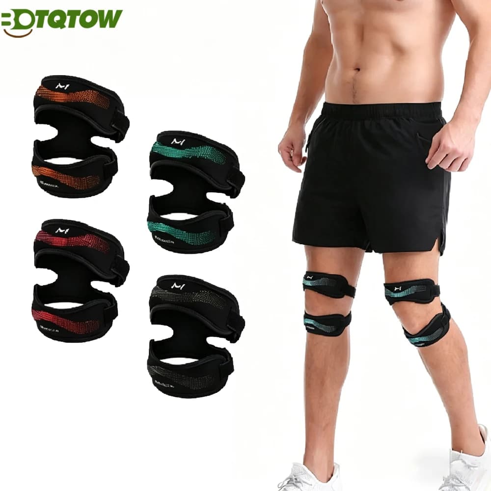 1PCS Adjustable Patella Knee Strap - Dual Silicone Pads for Pain Relief, Running,Jump Rope,Hiking, Basketball & Osgood Schlatter