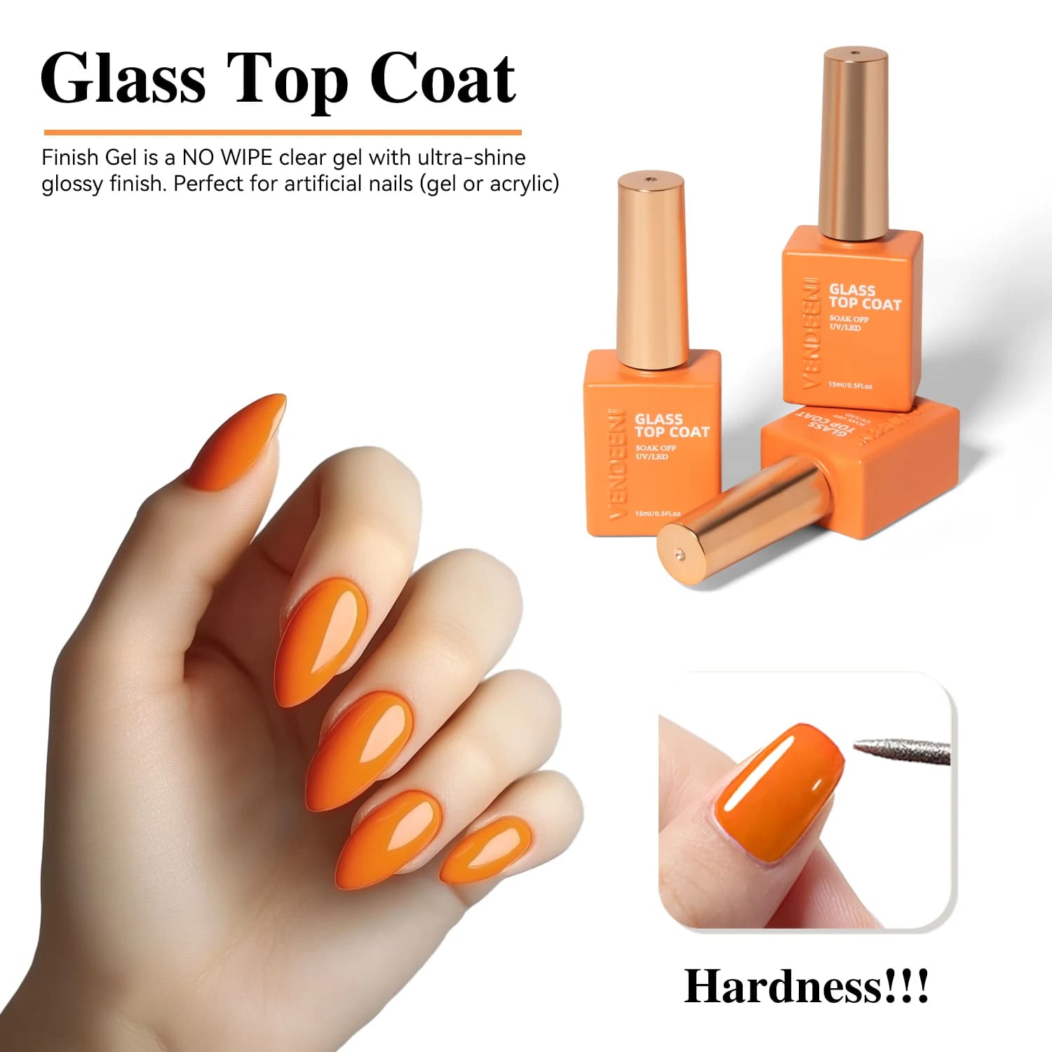 Vendeeni OEM Logo Personalizzato TOP Popolare Smalto Gel Unghie 15ml in Vetro Resistente con Top Coat, Senza HEMA, Gel Unghie Scintillante Effetto Lamina Floreale