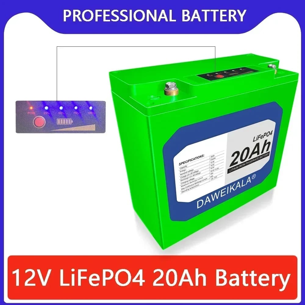 Batteria 12V 20Ah LiFePO4 con ciclo profondo 30A BMS per ruote elettriche Fish Finder Alimentazione di illuminazione Display di alimentazione della batteria al litio