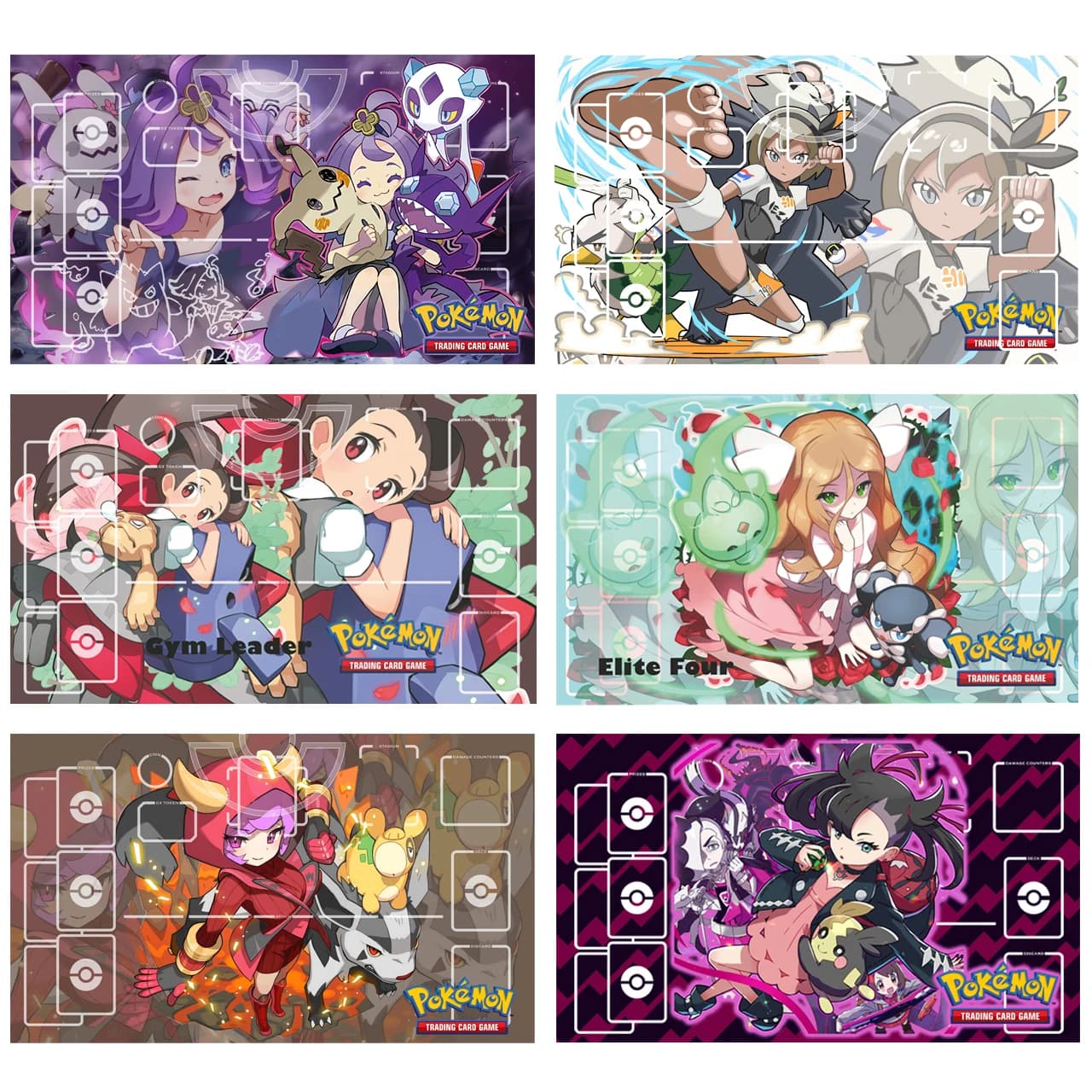 600x350mm PTCG Trainer Girl Acerola DIY Trading Card Playmat Rosa Cynthia Lillie Single Player Rubber Board Game Card Mat Gift