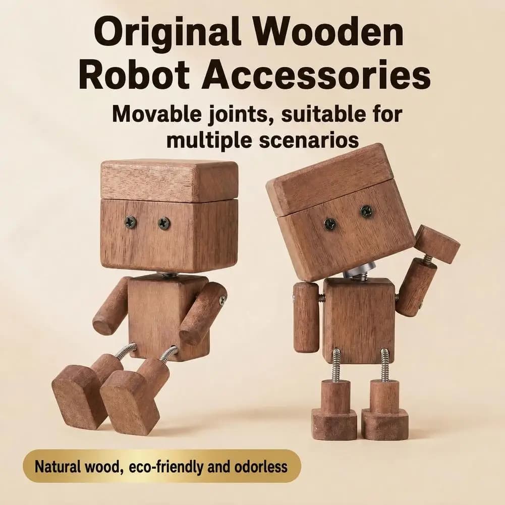 Wooden Robot Car Air Freshener Aromatherapy Movable Figurine Car Interior Decoration Desktop Ornament Ideal Gift For Friends