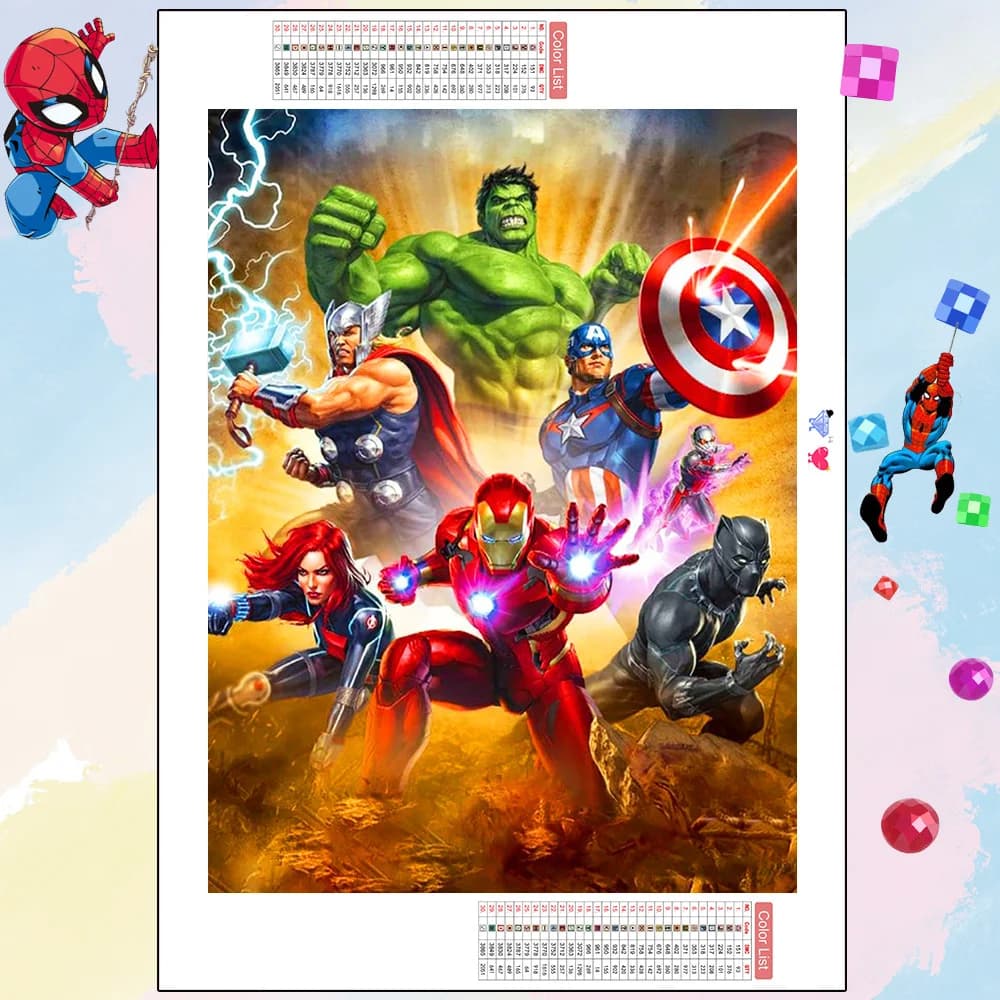 Marvel Pittura Diamante 5D Avengers Iron Man Fai da Te Diamante Pieno Ricamo Capitano America Hulk Strass Immagine Decorazione Della Parete Regalo