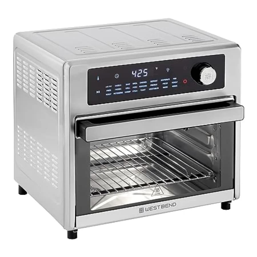 Forno Friggitrice ad Aria XL da 26 Litri per uso domestico, finitura metallica, controlli digitali e sportello a vista, 24 preimpostazioni, potenza 1700W incl.