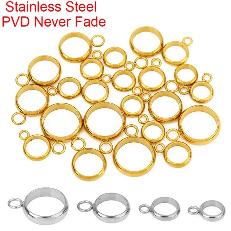 20 pz PVD Non Sbiadisce Collana In Acciaio Inox Pendenti Connettori Catenacci 5 6 8 10 mm Pizzico Clip Bail Perline Per Creazione di Gioielli