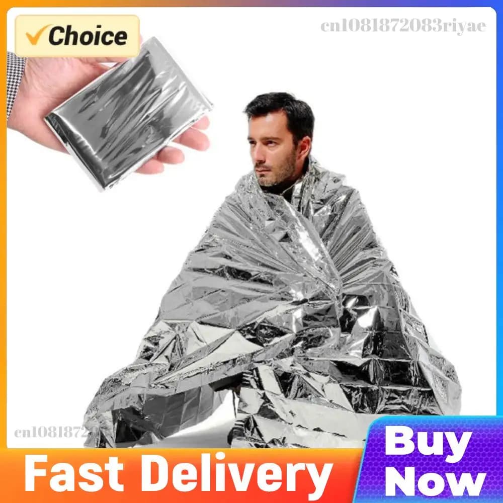 Coperta Termica in Mylar 130x210cm, Mantiene il Calore Corporeo, Coperta Termica d'Emergenza in Foglio d'Argento per Escursioni e Maratone