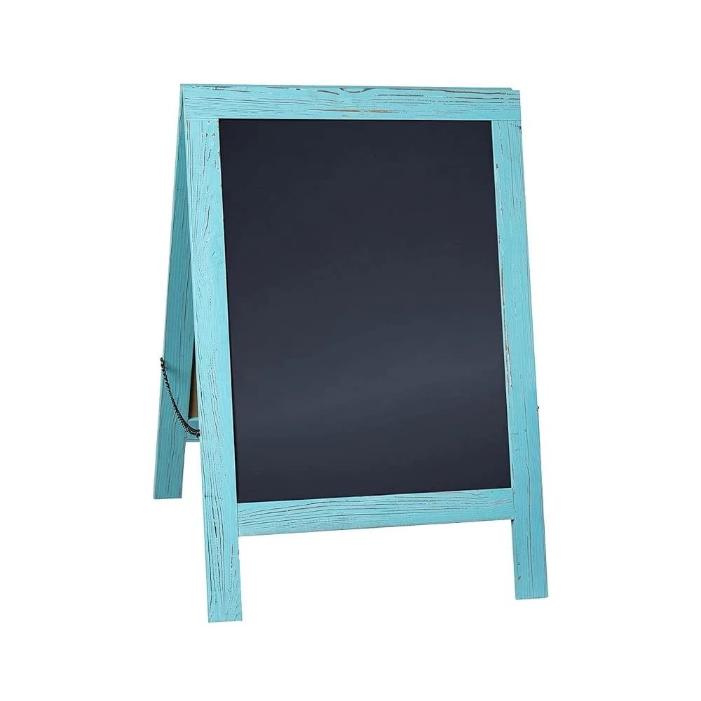 Lavagna con Cornice in Legno Massello 20x30, Bifacciale Magnetica Blu Robin, per Ristoranti