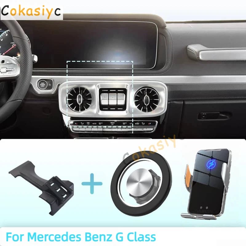 Supporto magnetico per telefono con rilevamento intelligente wireless, su misura per Mercedes Benz Classe G 2019-2022 G500 G63 W463 AMG