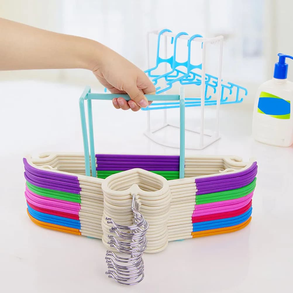 3Pcs Hanger Storage Racks Plastic Non-Perforating Clothes Hanger Holders Household Organizer Standing Design Space Saver