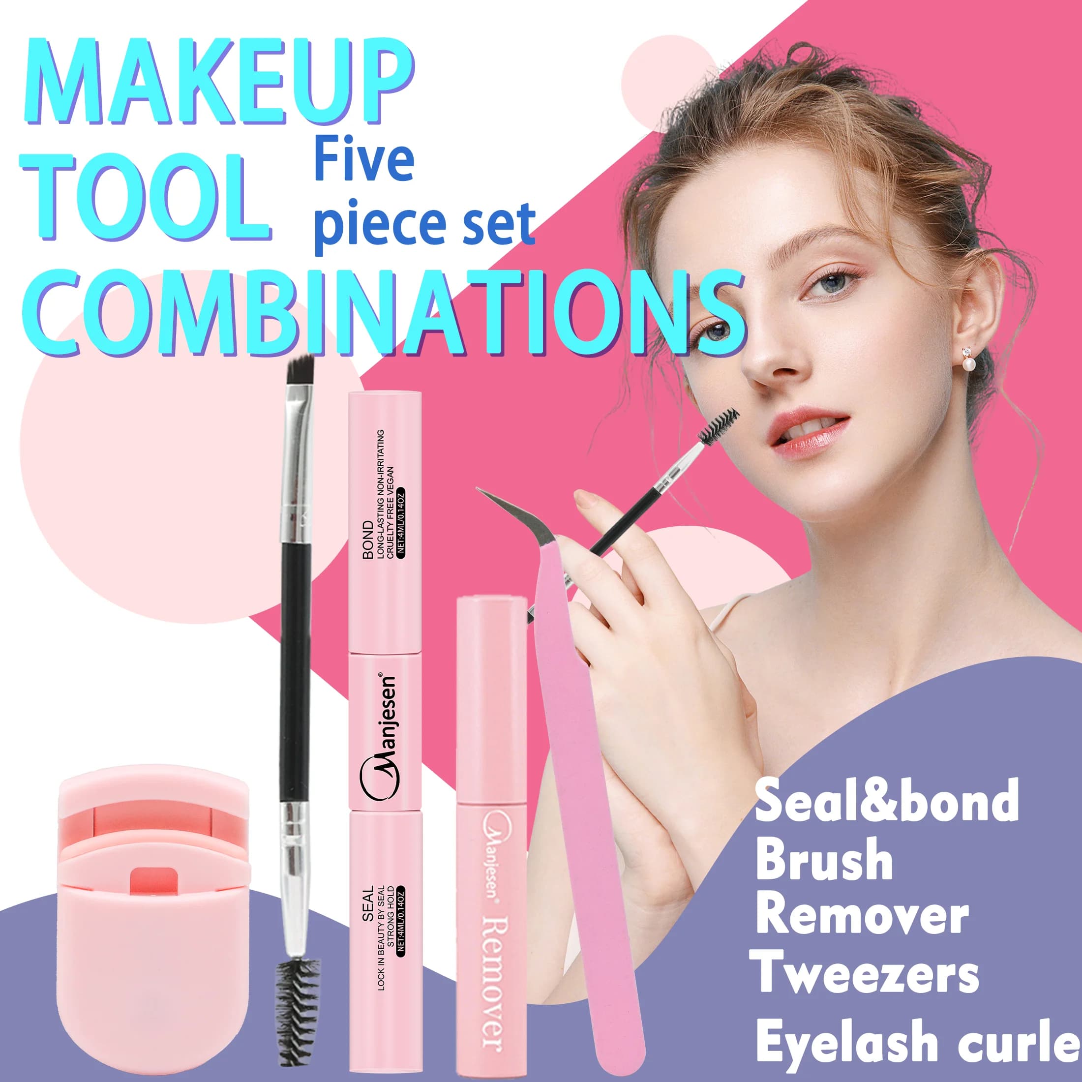 Complete kit for fake eyelashes, includes glue and 2-in-1 sealant, solvent, which completes the entire process of application of eyelashes.