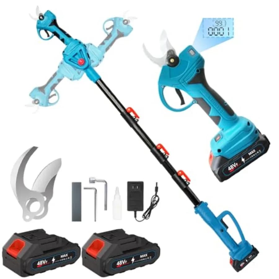 2-IN-1 Battery Electric Scissors Without Height Power Brushes, 2 2000mAh Batteries, 4,5m Range, 3cm Cutting Diameter, Wireless