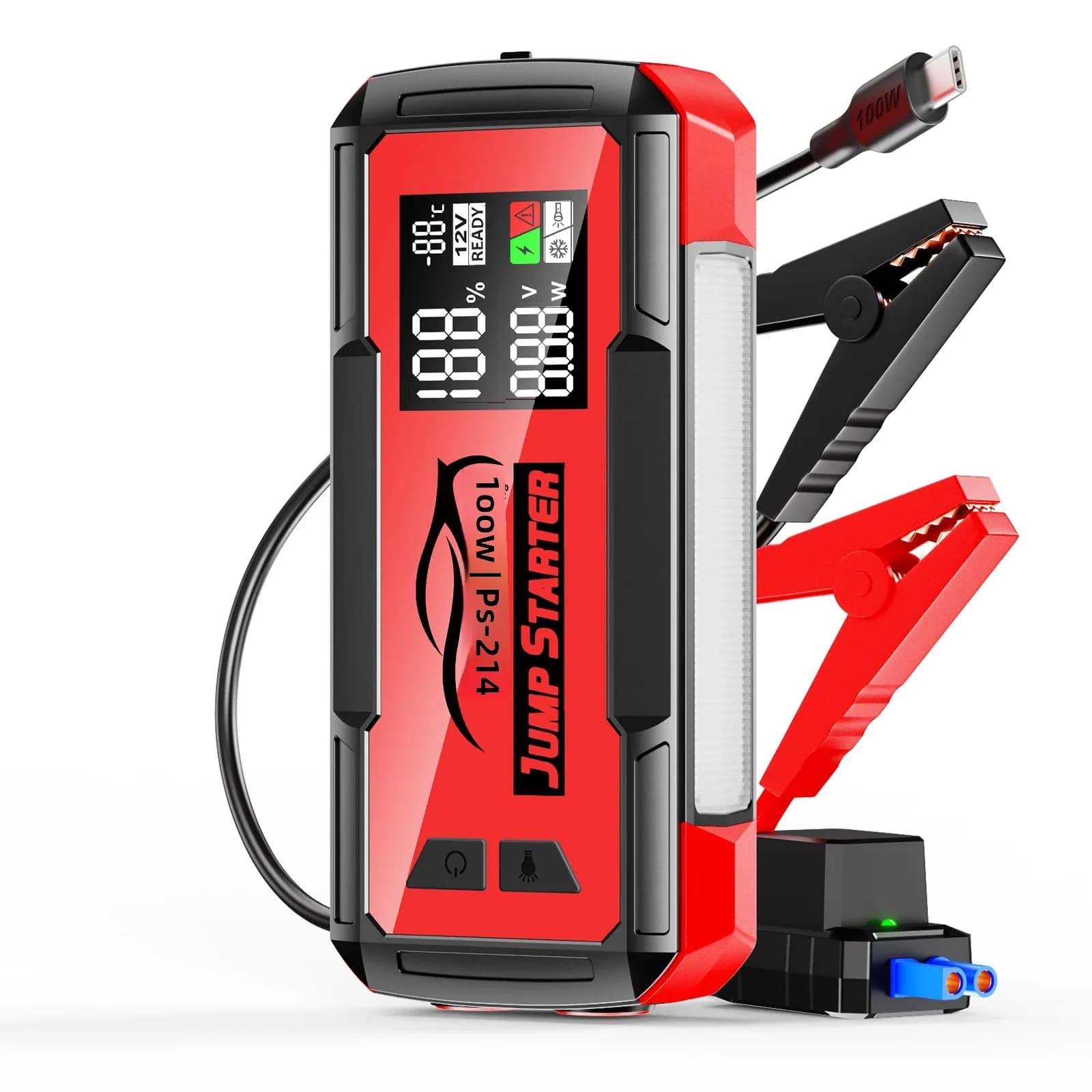 Nuovo Potente 32000mah 8000a 100w Cavo Retrattile Notebook Luce Auto Super Condensatore 12v Batteria Booster Salto di Avviamento PowerBank