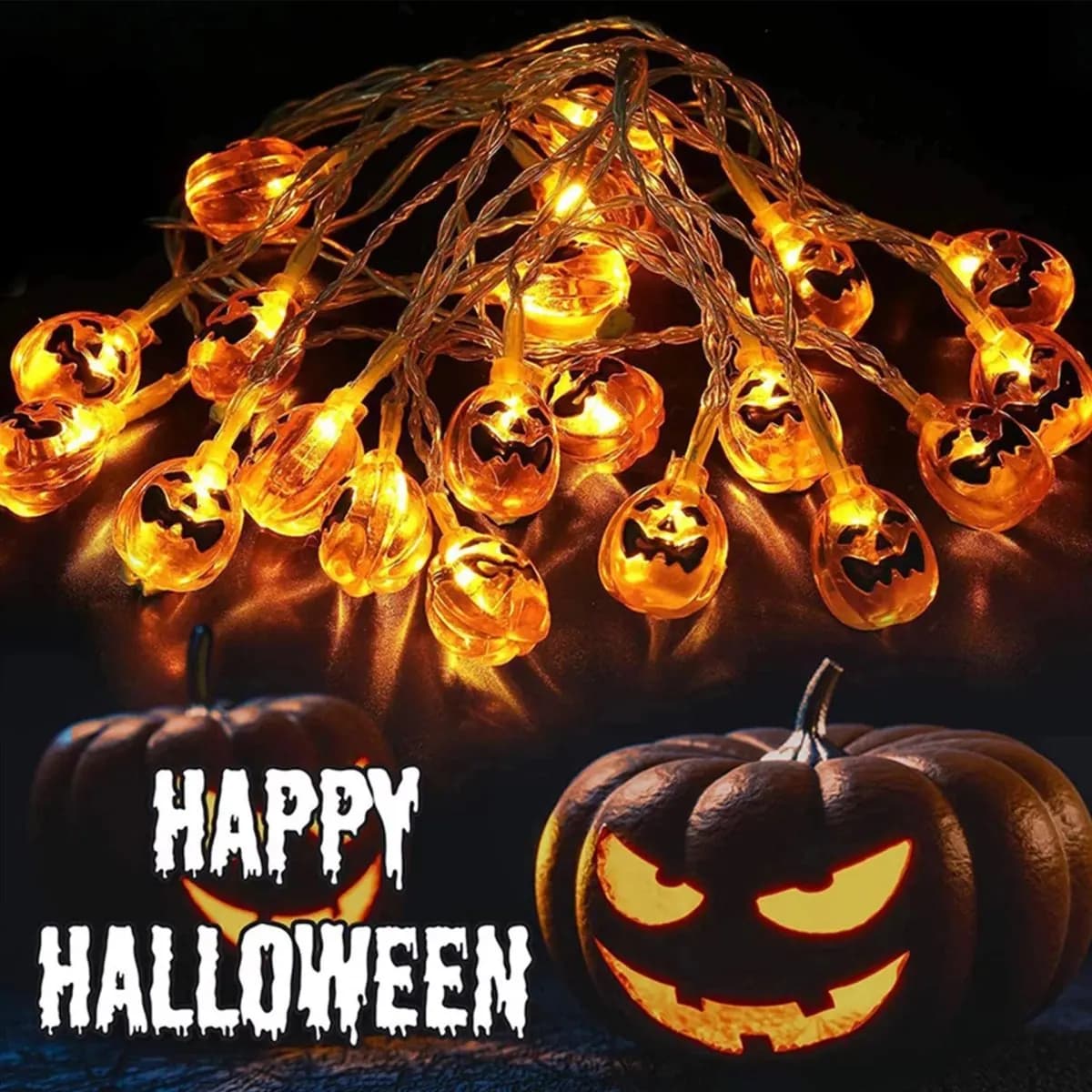1PC LED Zucca di Halloween Luce della stringa Atmosfera horror Lampada decorativa Lampada da fata sospesa impermeabile per interni ed esterni