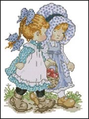 NN-punto croce in cotone autoabbinato, cotone RS, viene fornito senza stampe, Mary Jane, due buoni amici