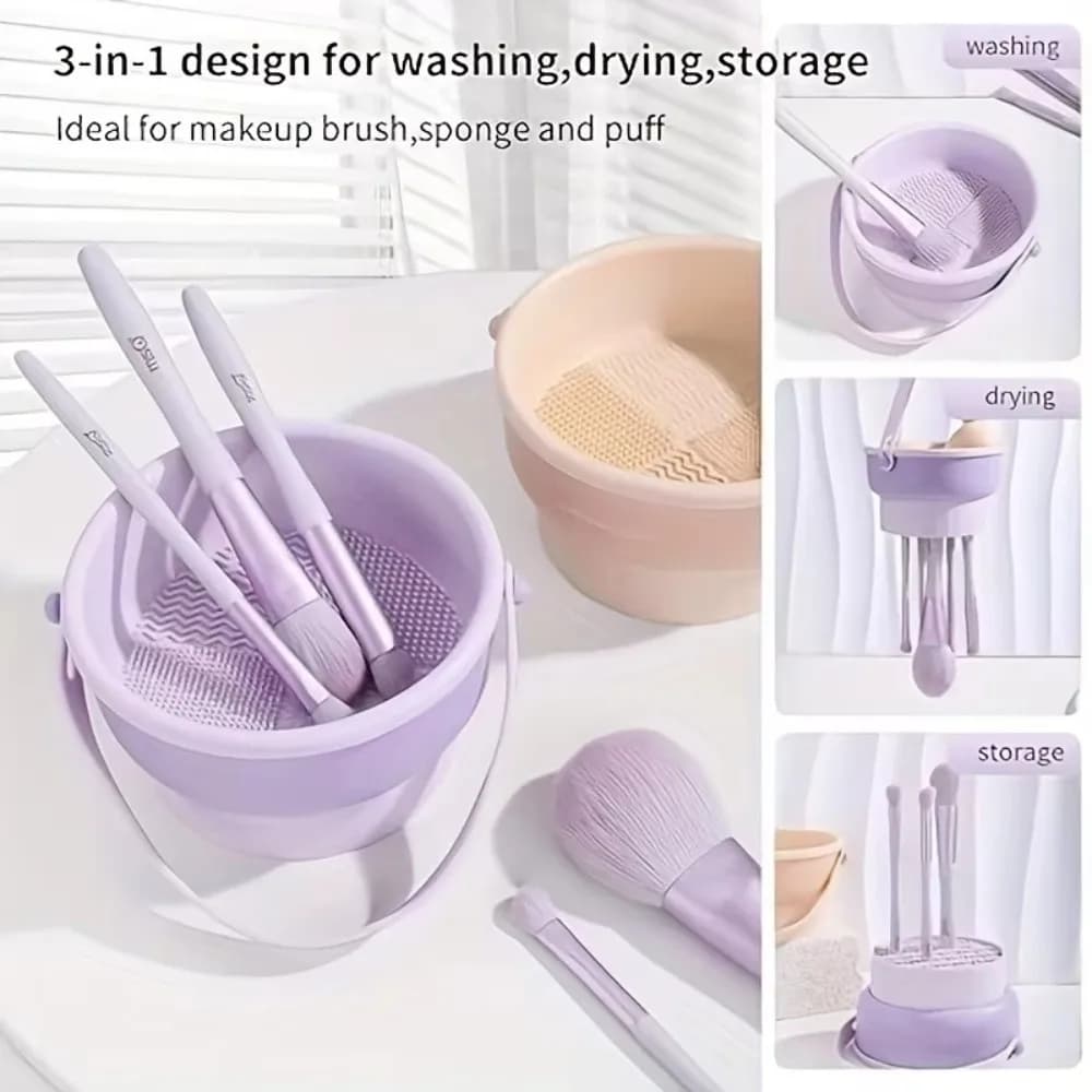 3-In-1 Makeup Brush Cleaner Silicone Dry Cleaning Drying Rack Brush Maintenance Air Dry Tool Cosmetic Brush Cleaning Tools