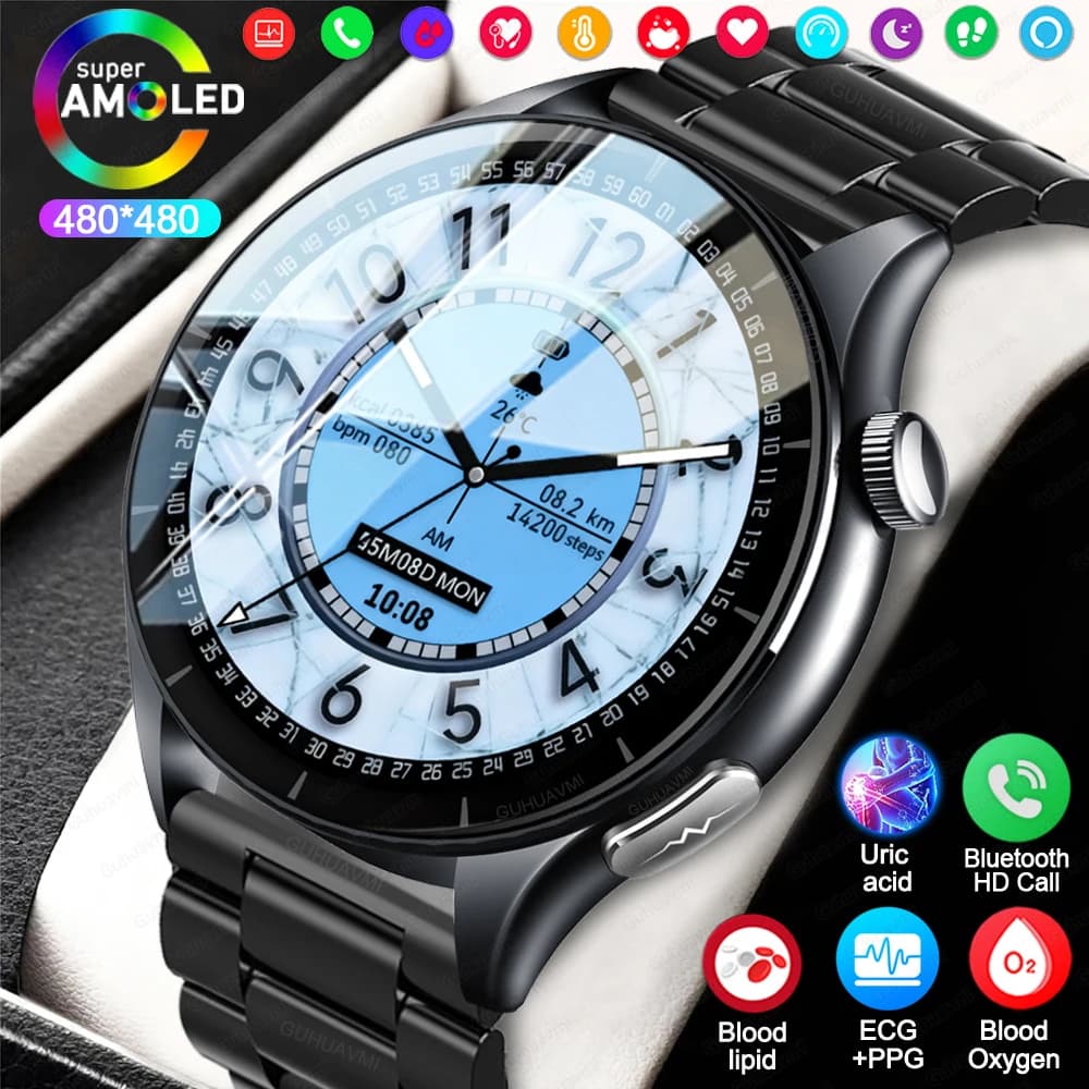 2026New Smart Watch ECG + PPG Blood Oxygen Pressure Uritric Acid Health Analyze Custom Dial Sapphire Smartwatch Man For Men Women