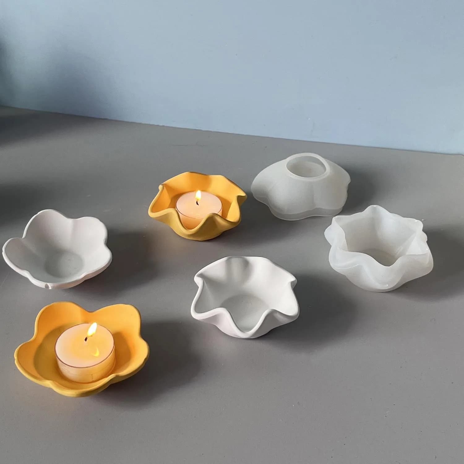 Creative Curved Edge Candle Bowl Silicone Mold DIY Handmade Flower Pot Plaster Resin Storage Box Craft Casting Molds Home Decor