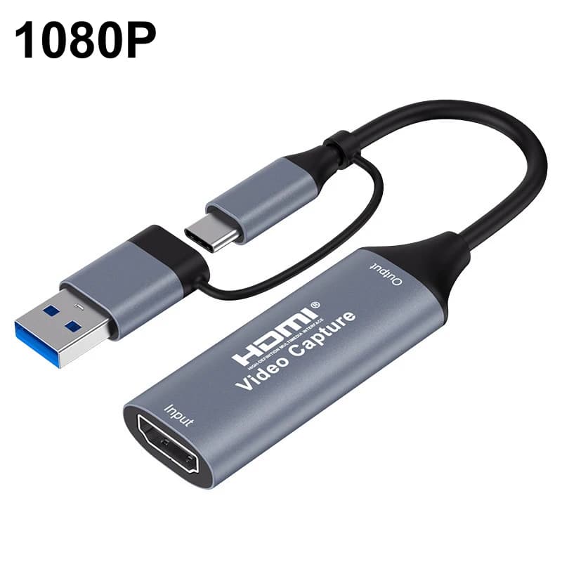 Scheda di acquisizione USB-A/USB-C USB2.0 1080P 4K HDMI-compatibile per video e audio HDTV, registrazione live per PS4 Xbox OBS Studio Pot Pla