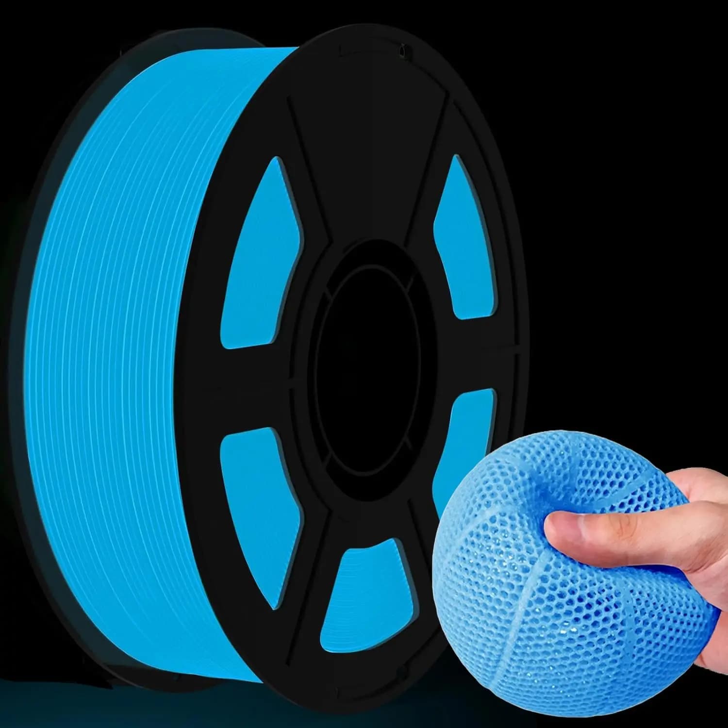 3D Printer Filament Pack with TPU Filament Lighting in Dark, TPU 95A, Blue, Green 250 g, 3D Halloween Printer Filament from 1.75 mm