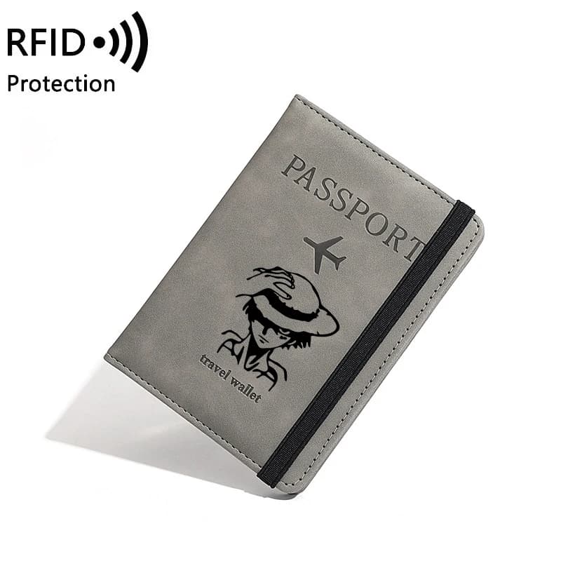 Porta Passaporto RFID One Piece per Uomo e Donna, Portafoglio da Viaggio, Organizzatore Documenti, Anime Luffy, Porta Documenti Impermeabile, Regalo