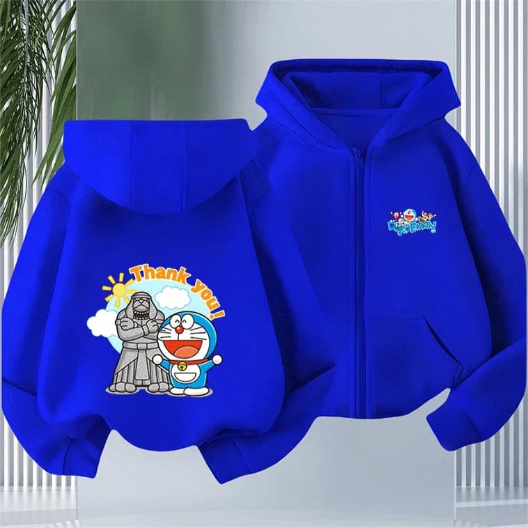 Felpa con Cappuccio Morbida per Bambini con Zip, Stampa Anime Doraemon, Abbigliamento Outdoor Invernale 2026