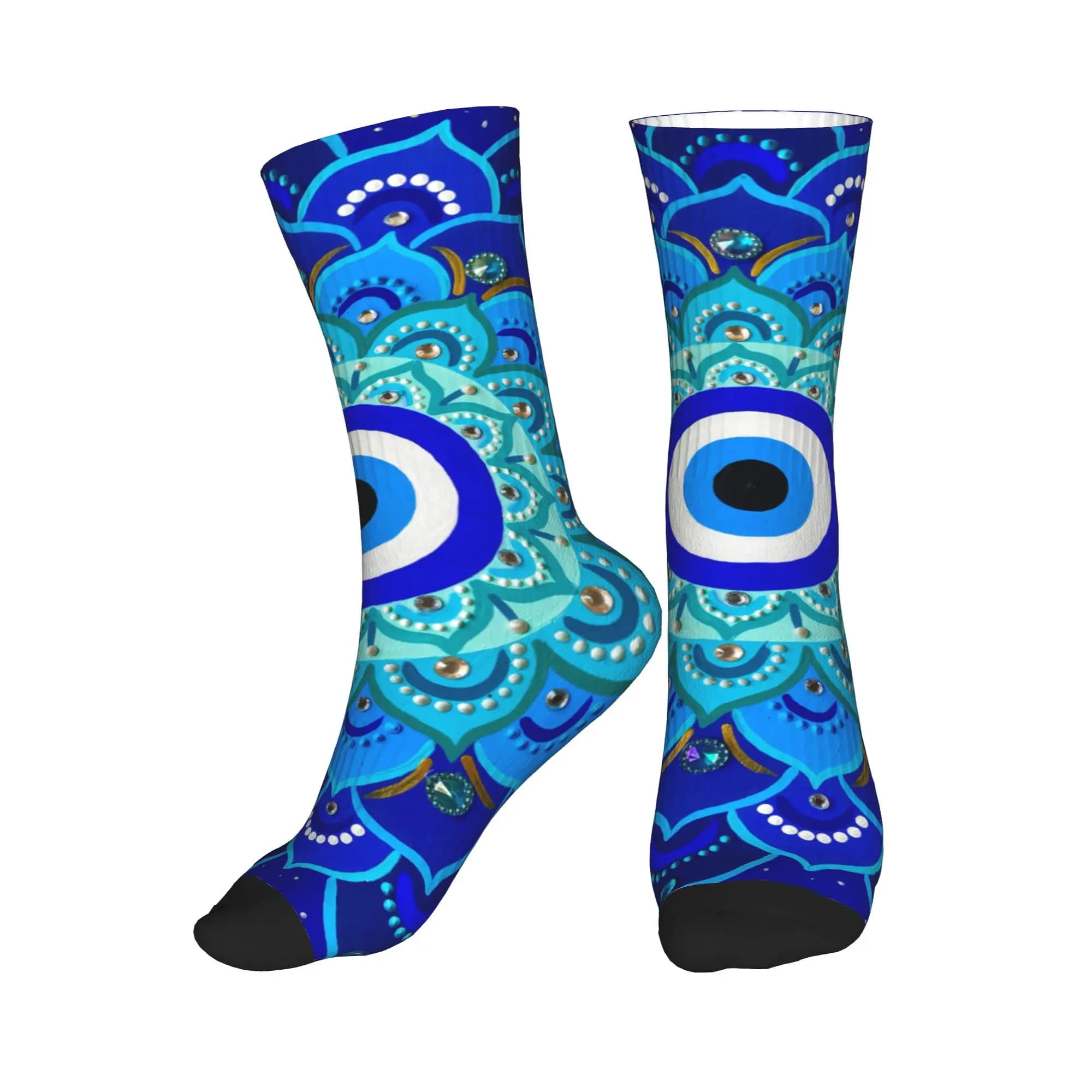 Calzini eleganti da uomo alla moda con stampa Mandala Evil Eye, calzini unisex comodi e caldi con stampa 3D