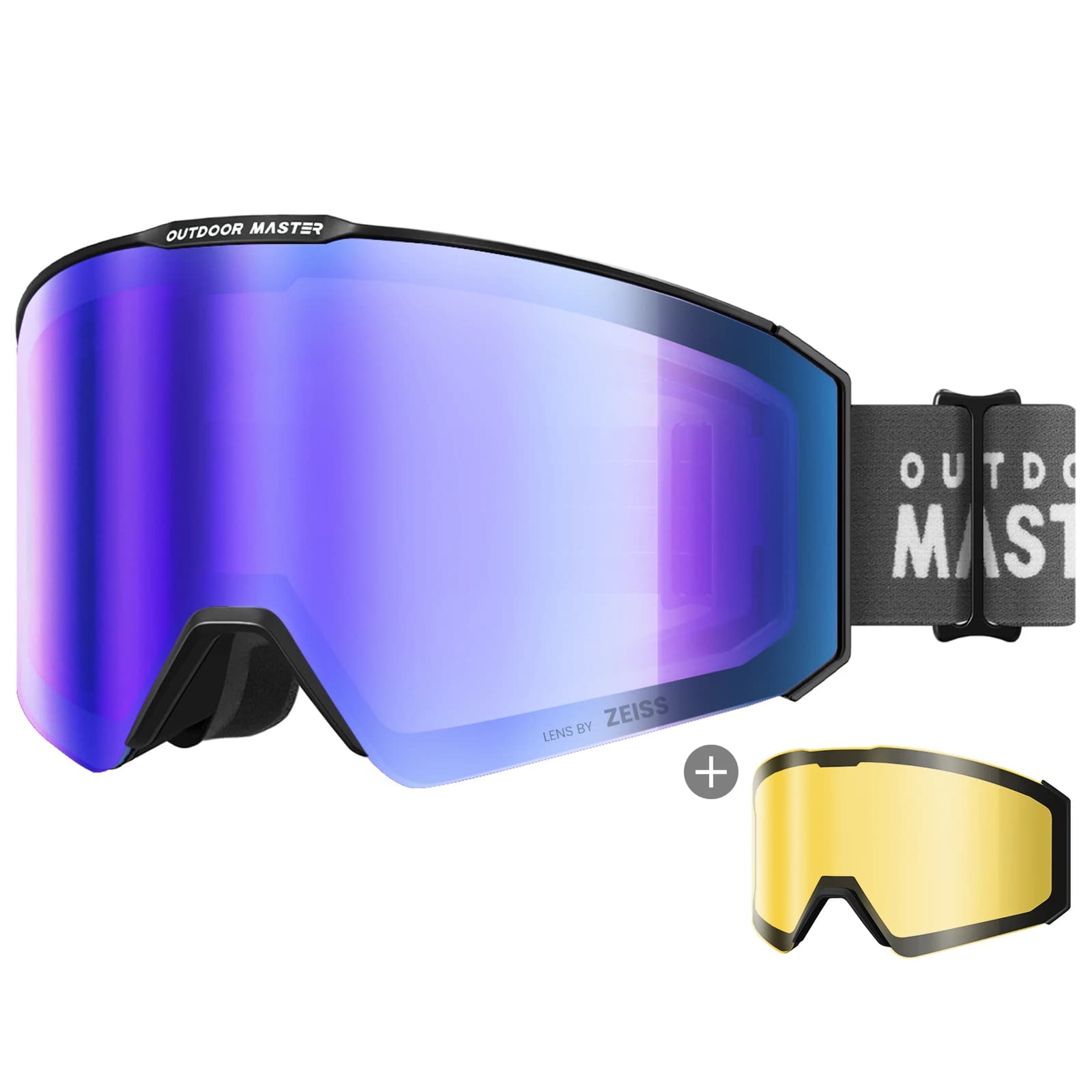 OutdoorMaster FALCON Ski Goggles Cylindrical Zeiss Lens Anti-Fog Anti-UV Snowboard Goggles