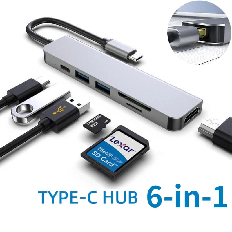 Adattatore hub USB 3.0 tipo C a HDMI Scheda SD TF 4K 30HZ PD 87W Splitter di ricarica rapida Docking station USB Hub per MacBook Compute